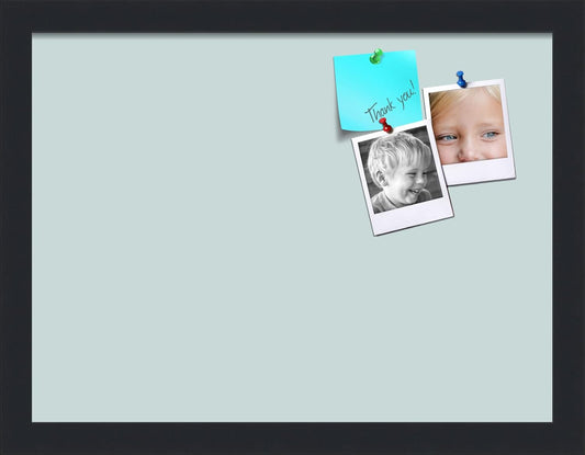 PinPix 16x12 Inch Cork Bulletin Board. This Decorative Framed Pin Board Comes with Soft Blue Design and a Satin Black Frame. Ideal for Home Office Decor or Message Board (PinPix-1814)