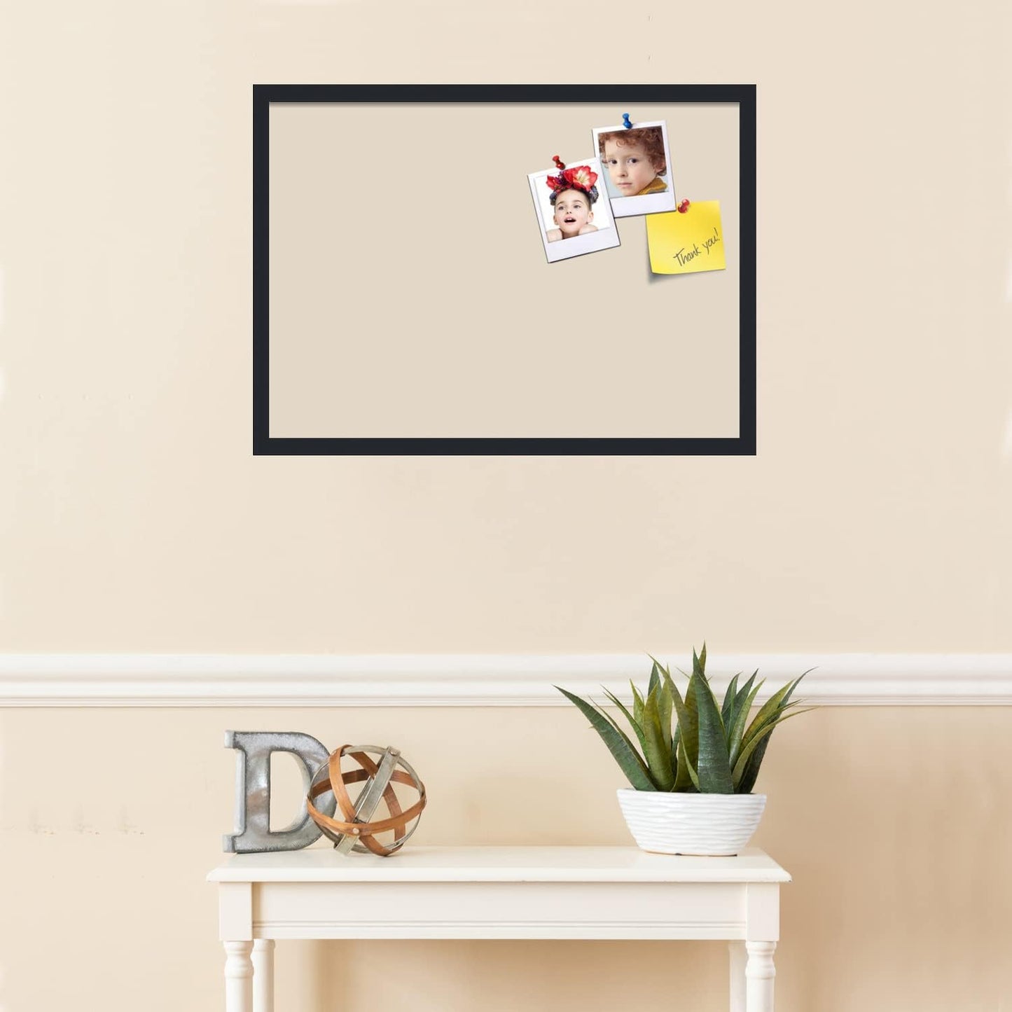 PinPix 28x20 Inch Cork Bulletin Board. This Decorative Framed Pin Board Comes with Desert Pastel Design and a Satin Black Frame. Ideal for Home Office Decor or Message Board (PinPix-1815)
