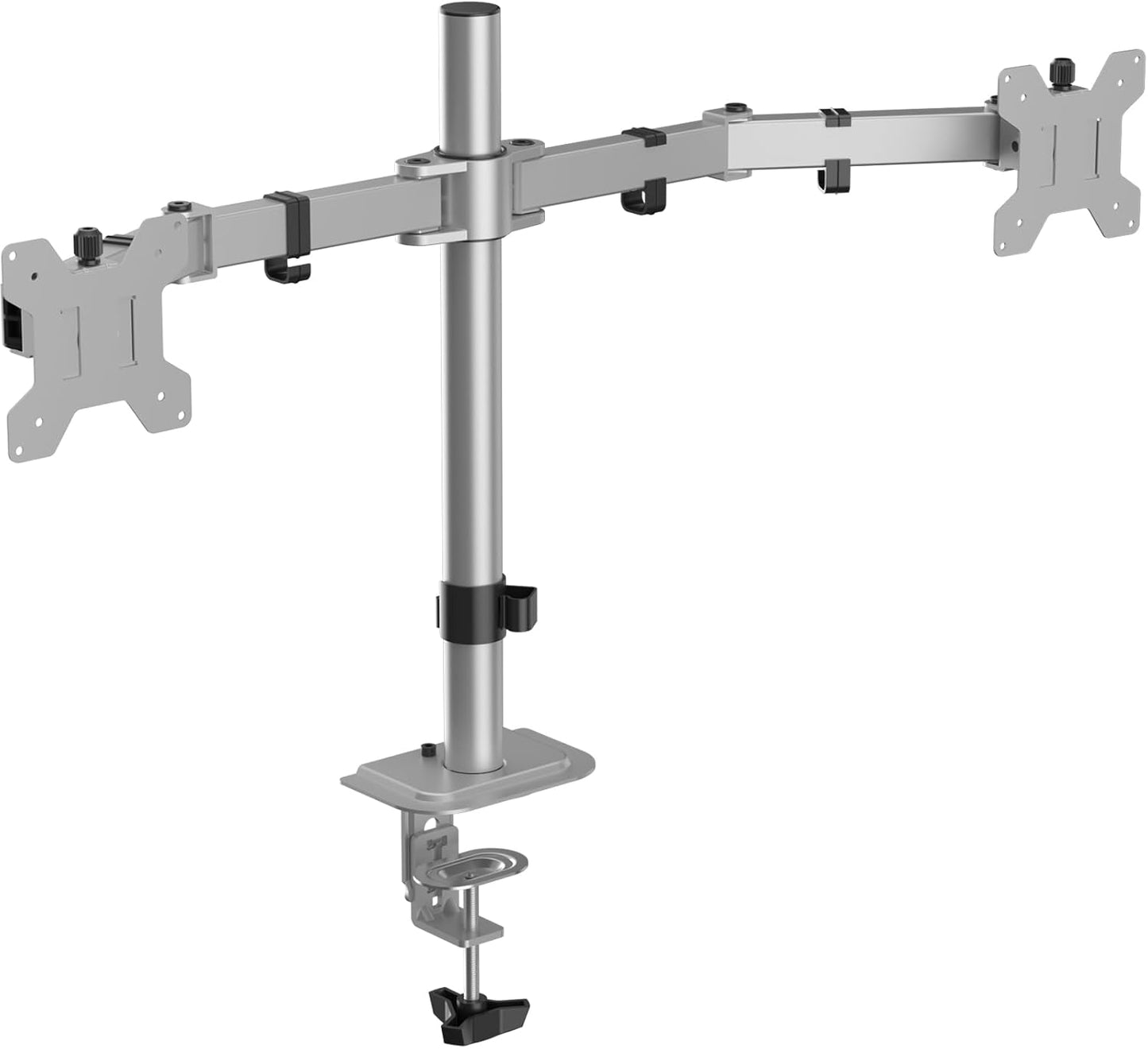 Suptek Dual Monitor Desk Mount, Adjustable Dual Monitor Arm for 2 Monitor Screens up to 42 inch, Extra Tall 15.75" Pole Monitor Stand for Desk, Holds up to 22 lbs,Silver(MD9442LS)