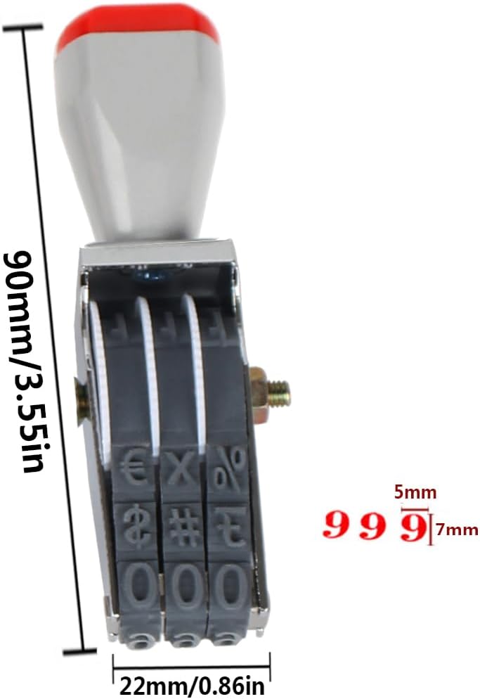 2 pcs 3 Digit Number Stamps Rolling Wheel Stamp Roller Stamps Business Stamps Personalized Number Symbol Multi-Function DIY Rubber Scrapbooking Roller Stationery Office Date Stamp