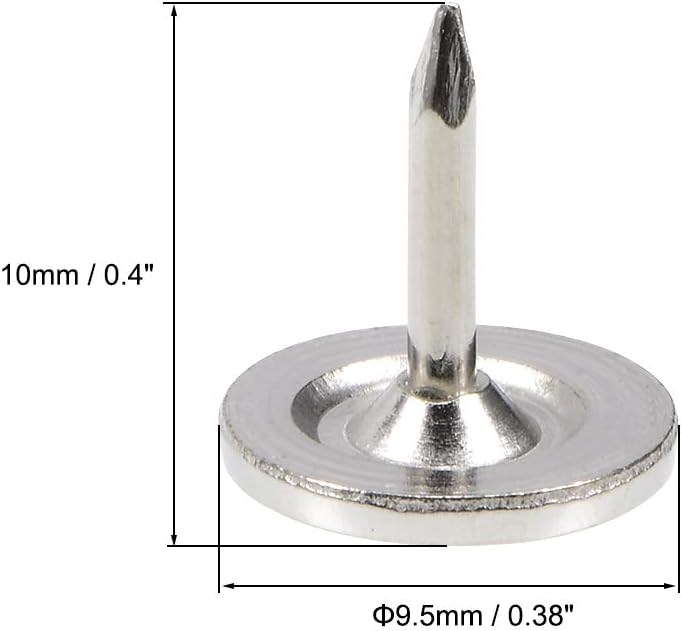 uxcell Upholstery Nails Tacks 9.5mmx10mm Flat Head Furniture Nails Pins Silver Tone for Furniture Sofa Headboards, 50 Pcs
