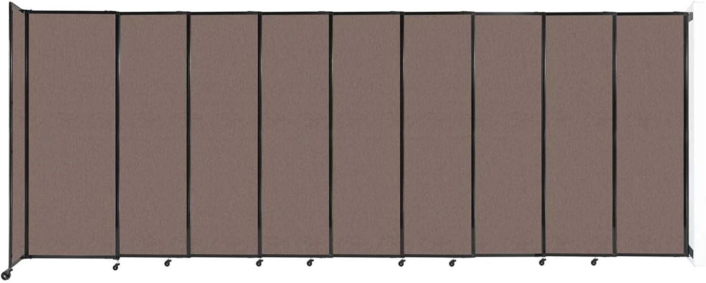Wall-Mounted Sliding StraightWall Room Divider | Adjustable Widths | Locking Wheels | Room Separator | Up to 19'9" Wide x 7'6" Tall Latte Fabric Panels