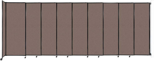 Wall-Mounted Sliding StraightWall Room Divider | Adjustable Widths | Locking Wheels | Room Separator | Up to 19'9" Wide x 7'6" Tall Latte Fabric Panels