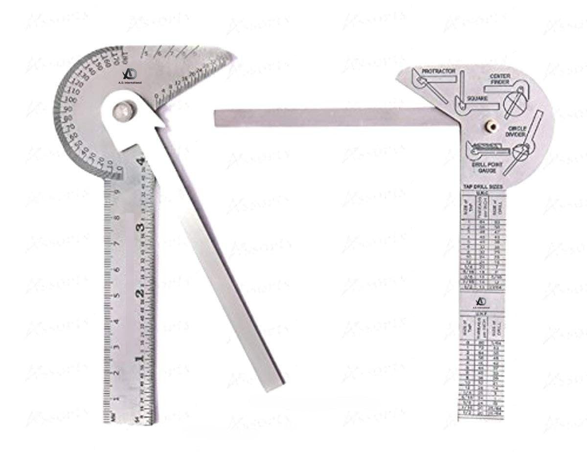 Multi Purpose Protractor Square Rule Centre Finder Drill Point Gauge Hand Tools