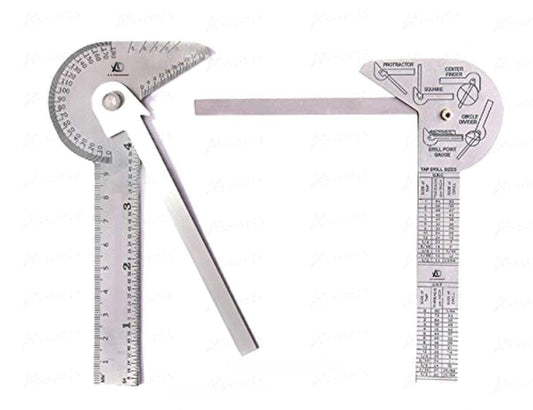 Multi Purpose Protractor Square Rule Centre Finder Drill Point Gauge Hand Tools
