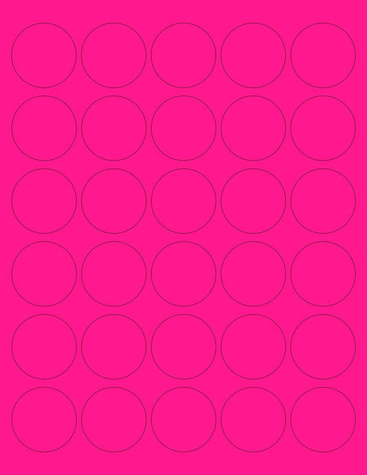 NextDayLabels - 8-1/2 x 11" Neon Color High Light Fluorescent Labels for Laser & Inkjet Printer (Pink Fluorescent, 1.5" Round - 30 Per Page | 750 Labels)