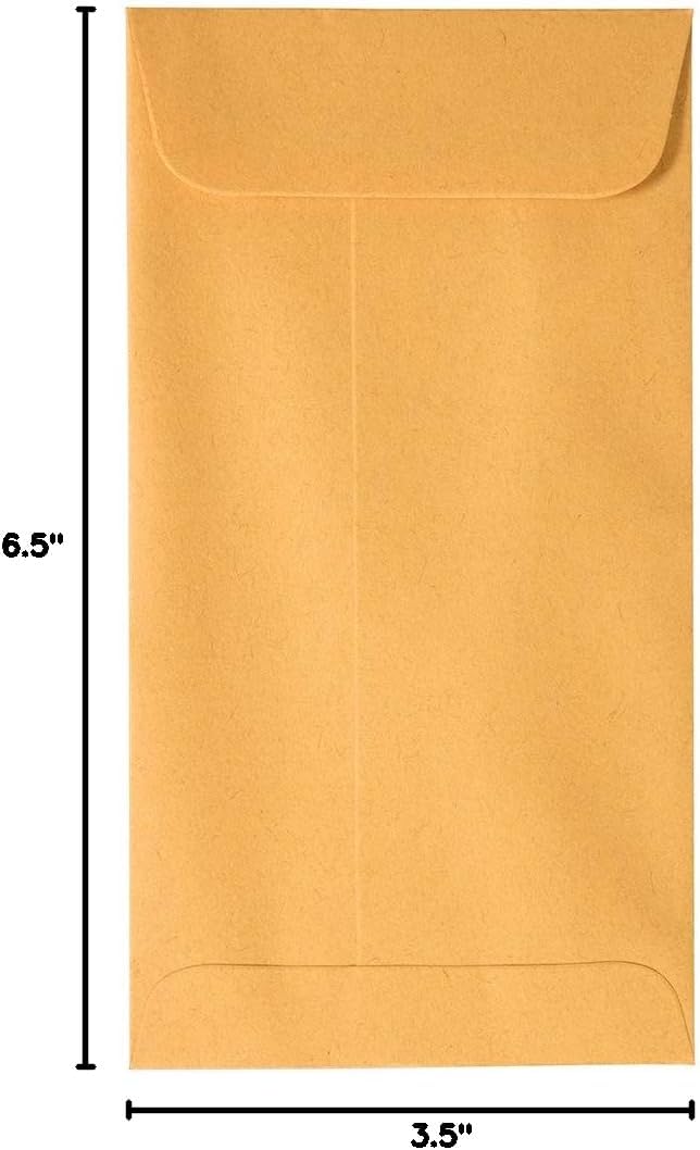 JAM PAPER #7 Coin Business Envelopes with Peel and Seal Closure - 3 1/2 x 6 1/2 - Brown Kraft Manila - 100/Pack