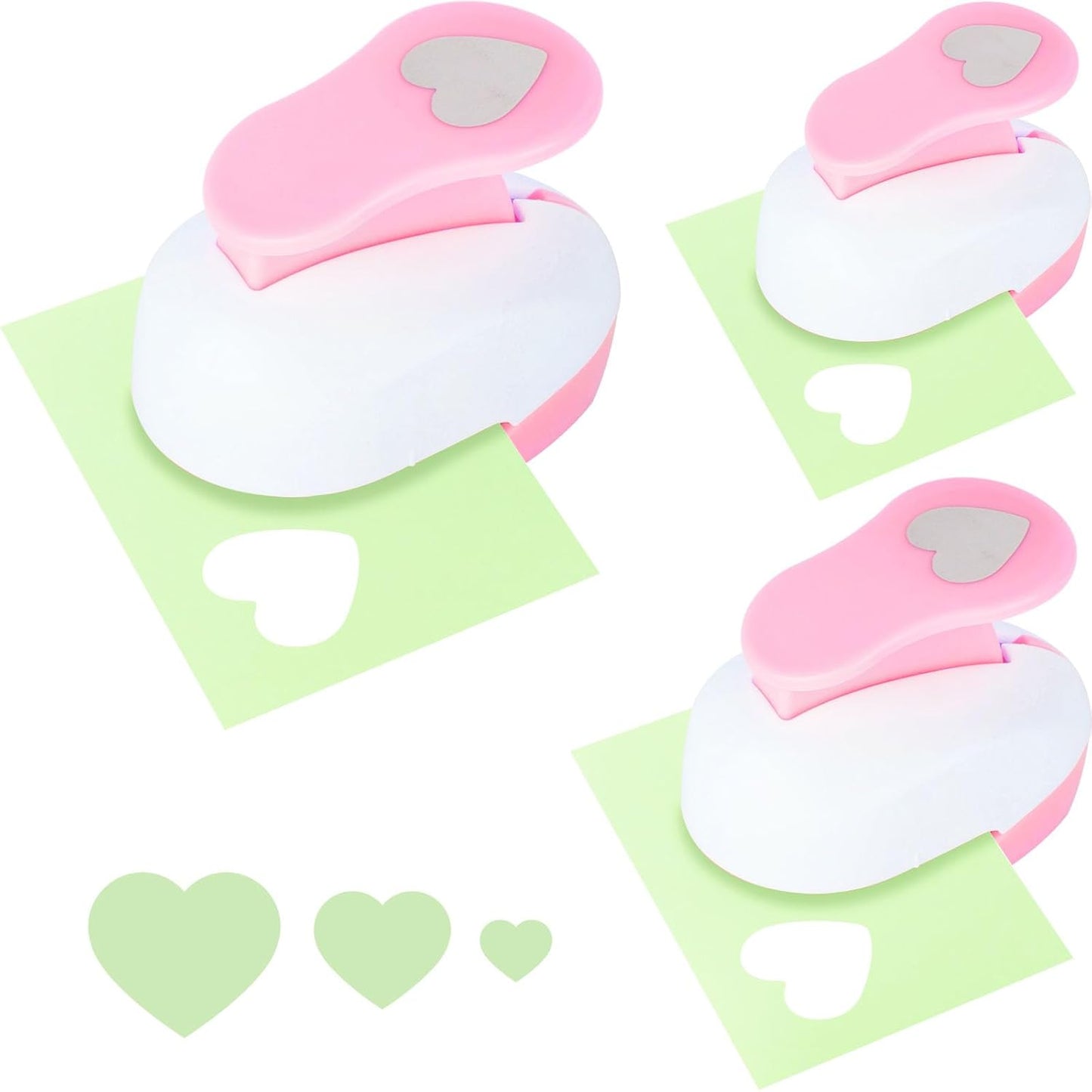 LOVEINUSA Pink Heart Shape Hole Punch 3PCS Set, High Precision Design for Romantic Heart Patterns for Wedding, Greeting Cards Decations, Scrapbooking DIY, Tissue Papers for Gift Bags & Decorations
