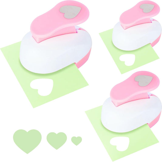 LOVEINUSA Pink Heart Shape Hole Punch 3PCS Set, High Precision Design for Romantic Heart Patterns for Wedding, Greeting Cards Decations, Scrapbooking DIY, Tissue Papers for Gift Bags & Decorations