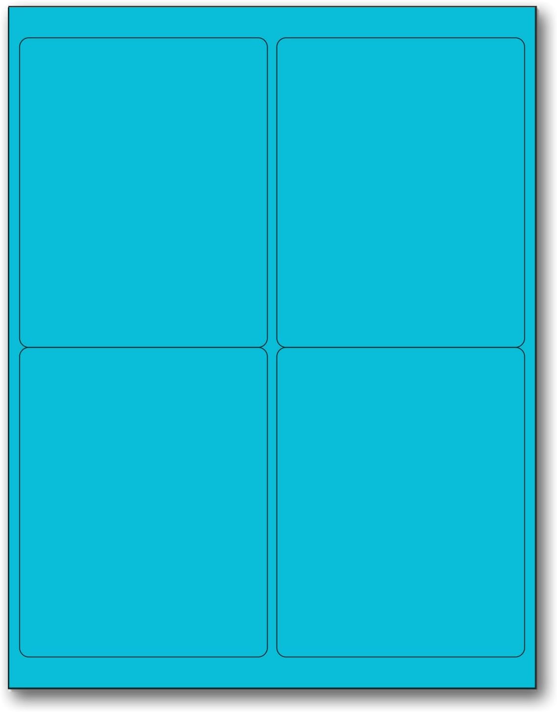 NextDayLabels - 8-1/2 x 11 Neon Color High Light Fluorescent Labels for Laser & Inkjet Printer (Blue Fluorescent, 4 x 5-4 Per Page | 100 Labels)