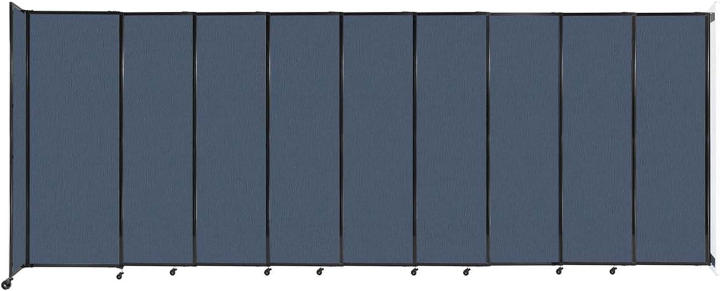 Wall-Mounted Sliding StraightWall Room Divider | Adjustable Widths | Locking Wheels | Room Separator | Up to 19'9" Wide x 7'6" Tall Ocean Fabric Panels