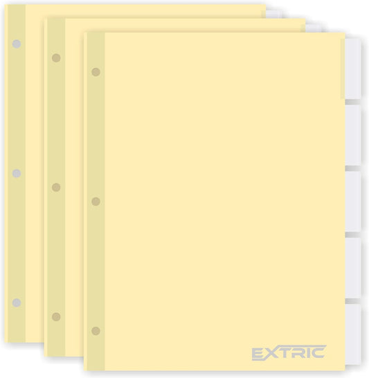 5-Tab Binder Dividers for 3 Ring Binder, Insertable Clear Big Tabs, Letter Size Paper Divider, 8.5 x 11 inch, 3 Sets (15 Dividers Total)