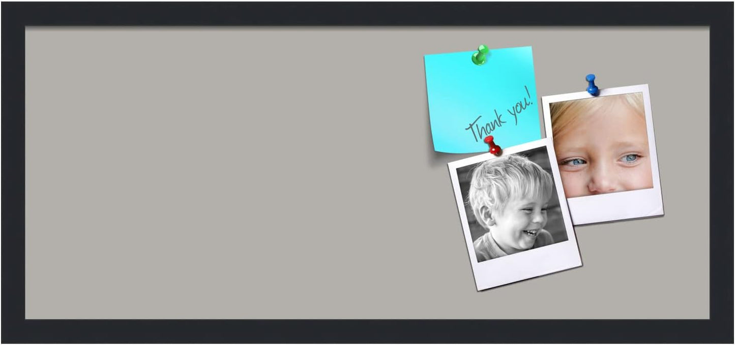 PinPix 28x12 Inch Cork Bulletin Board. This Decorative Framed Pin Board Comes with Dark Stone Design and a Satin Black Frame. Ideal for Home Office Decor or Message Board (PinPix-1808)