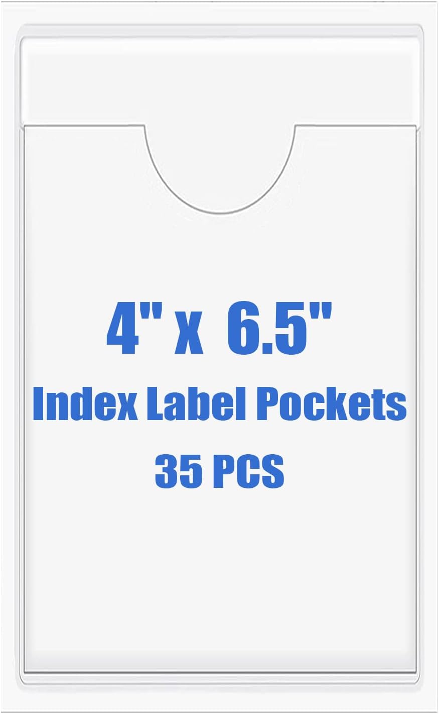 Origin-Joy 35 PCS Self Adhesive Index Card Pockets with Top Open, Clear Plastic Label Holder for Cards of Note, Library and Business, Adhesive Label Pockets & Card Holder (4 x 6.5 inch)