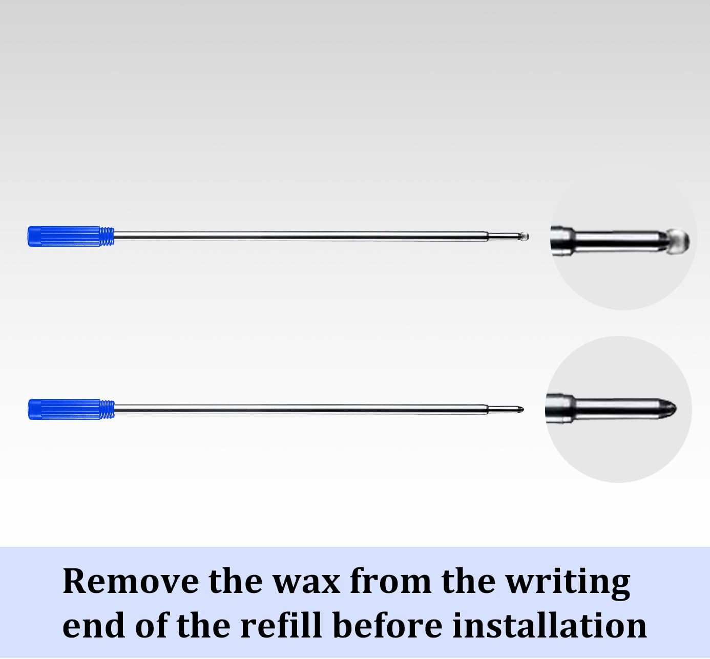 Blue Ink Refills (20pcs), Replaceable Pens Refills, 1mm Medium Tip - Blue