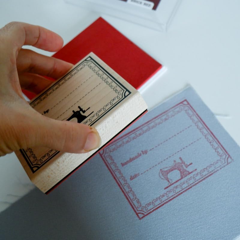 Madam Sew Permanent Fabric Ink Stamp Pad | Crisp, Washable Impressions on Cotton & Linen | Fade-Resistant Fabric Ink Pad for Fabric Crafts, Labels & Gifts | Works with All Rubber Stamps (Red)