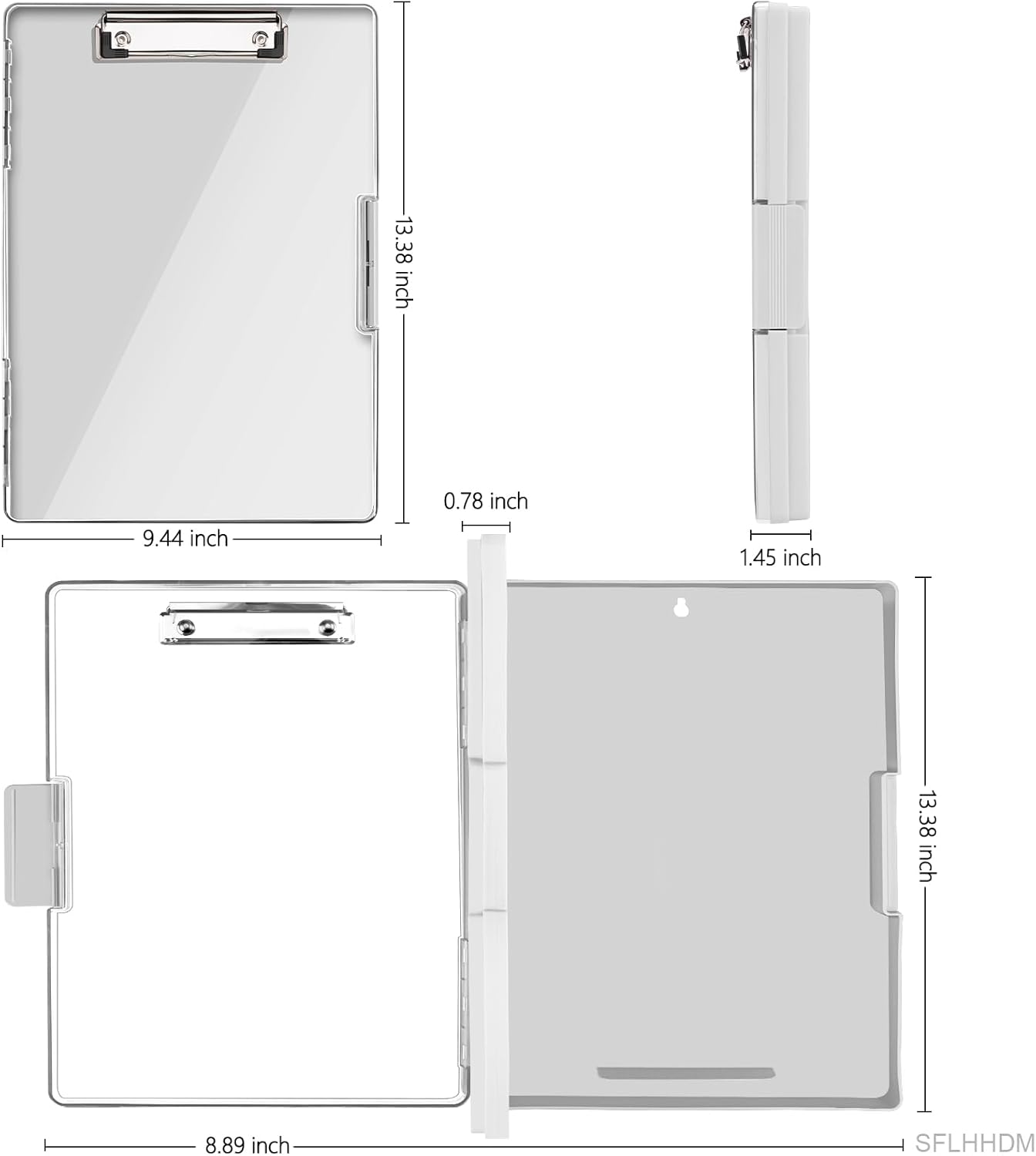 Clipboard with Storage,Heavy Duty Clip Boards 8.5x11 with 2 Storage Case,Clear Visible Top Panel Storage Clipboards,Side Opening Clip Boards,Nursing Clipboard Folder Case for Office Supplies-Lvory