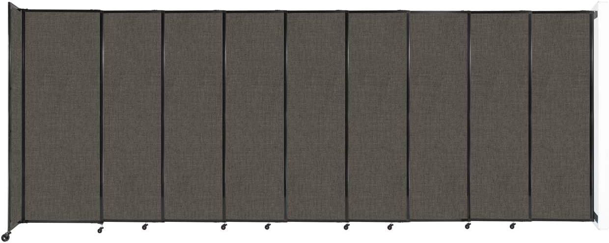 Wall-Mounted Sliding StraightWall Room Divider | Adjustable Widths | Locking Wheels | Room Separator | Up to 19'9" Wide x 7'6" Tall Mocha Fabric Panels