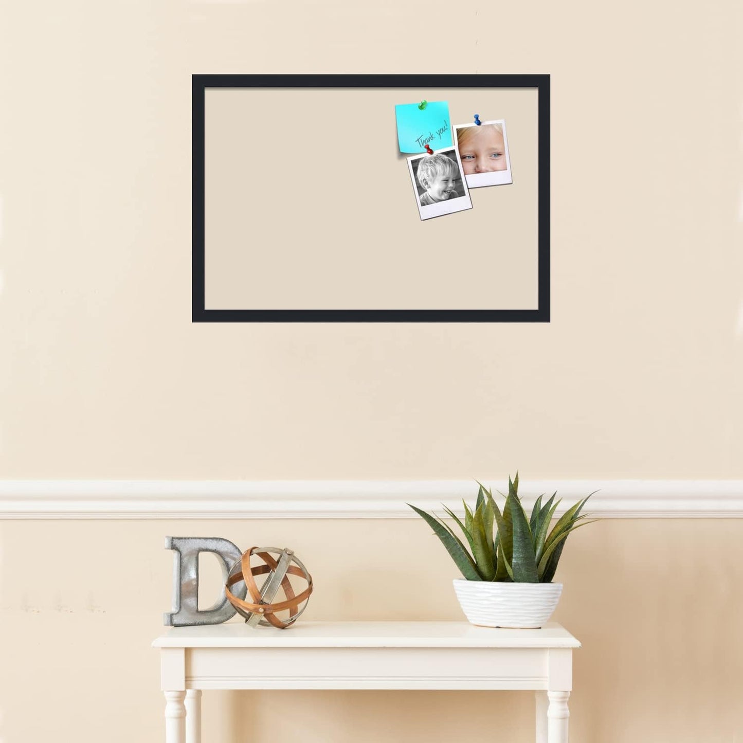 PinPix 27x18 Inch Cork Bulletin Board. This Decorative Framed Pin Board Comes with Desert Pastel Design and a Satin Black Frame. Ideal for Home Office Decor or Message Board (PinPix-1815)