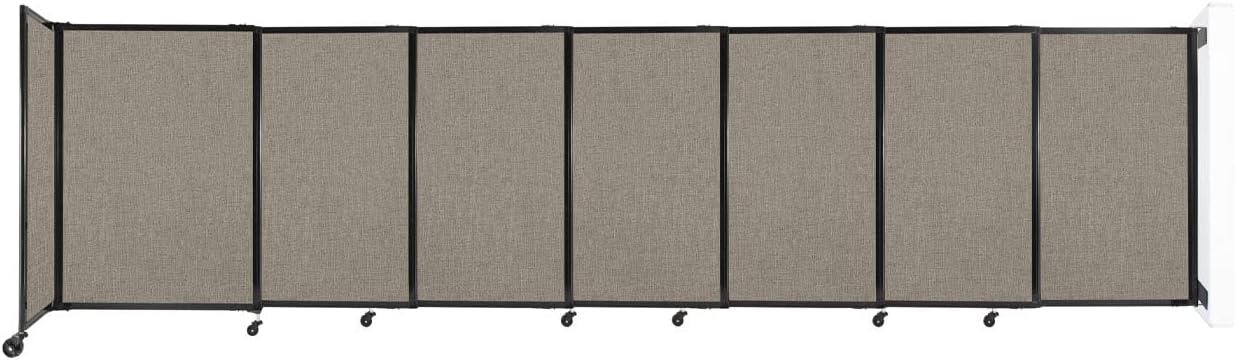 Wall-Mounted Sliding StraightWall Room Divider | Adjustable Widths | Locking Wheels | Room Separator | Up to 15'6" Wide x 4' Tall Warm Pebble Fabric Panels