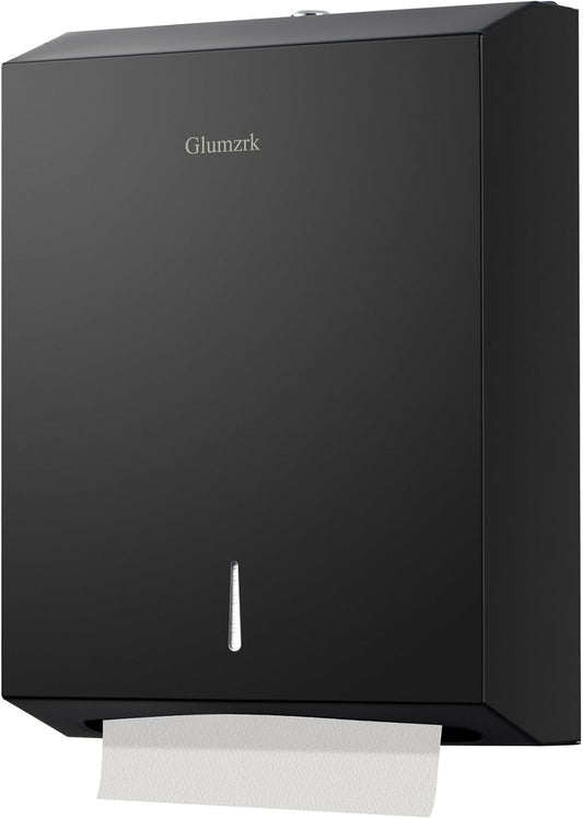 Paper Towels Dispenser Wall Mounted with Key Lock, Multifold C Fold Trifold Hand Towel Dispenser, Stainless Steel Tissue Holder Large Capacity Elegant for Bathroom Commercial, Black