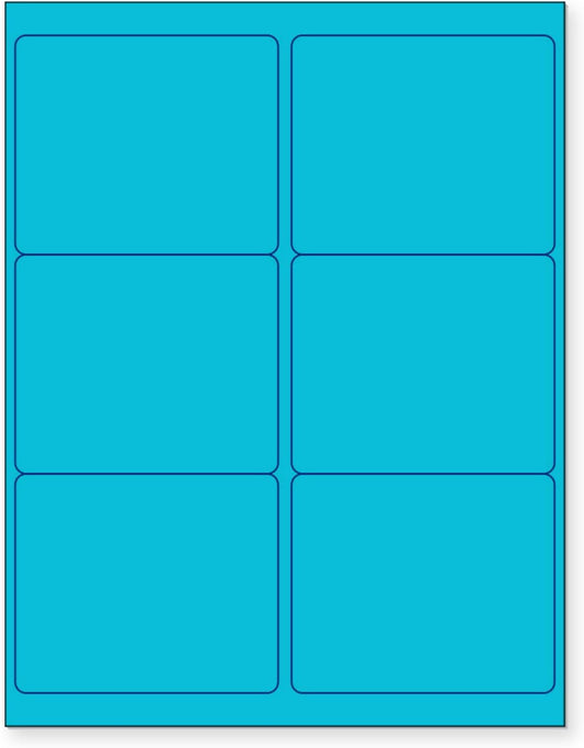 NextDayLabels - 8-1/2 x 11 Neon Color High Light Fluorescent Labels for Laser & Inkjet Printer (Blue Fluorescent, 4" x 3-1/3" - 6 Per Page | 150 Labels)