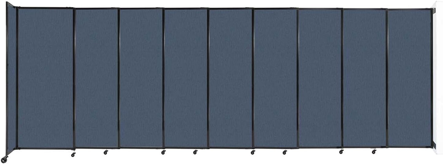 Wall-Mounted Sliding StraightWall Room Divider | Adjustable Widths | Locking Wheels | Room Separator | Up to 19'9" Wide x 6'10" Tall Ocean Fabric Panels