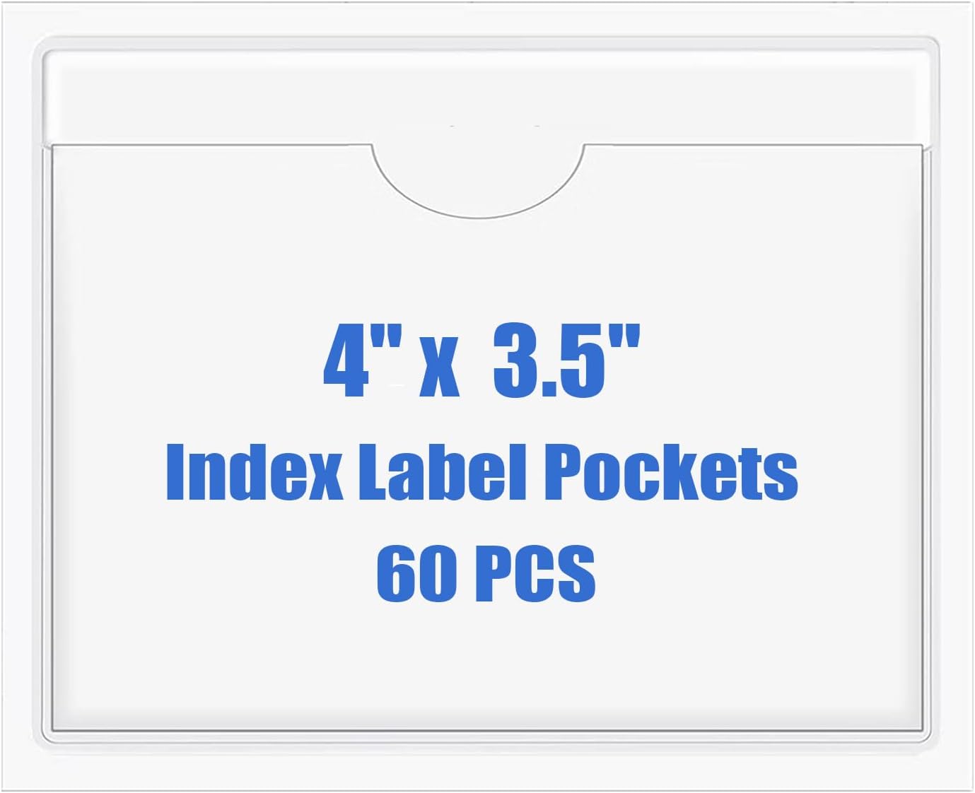 Origin-Joy 60 PCS Self Adhesive Index Card Pockets with Top Open, Clear Plastic Label Holder for Cards of Note, Library and Business, Adhesive Label Pockets & Card Holder (4 x 3.5 inch)