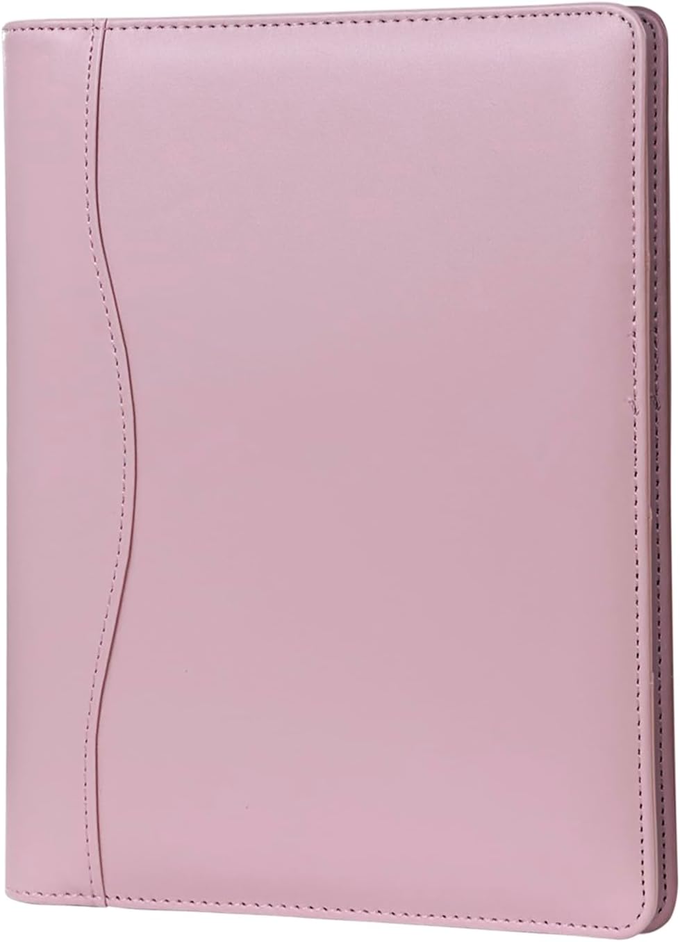Leather Portfolio Binder 5 x 8, Mini Soft Leather Padfolio A5 Business Binder Legal Writing Pad Junior Size Document Organizer for Present Gift Kid Men Women Pink