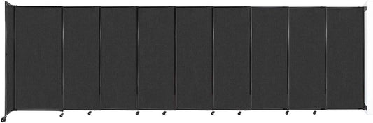 Wall-Mounted Sliding StraightWall Room Divider | Adjustable Widths | Locking Wheels | Room Separator | Up to 19'9" Wide x 6' Tall Black Fabric Panels