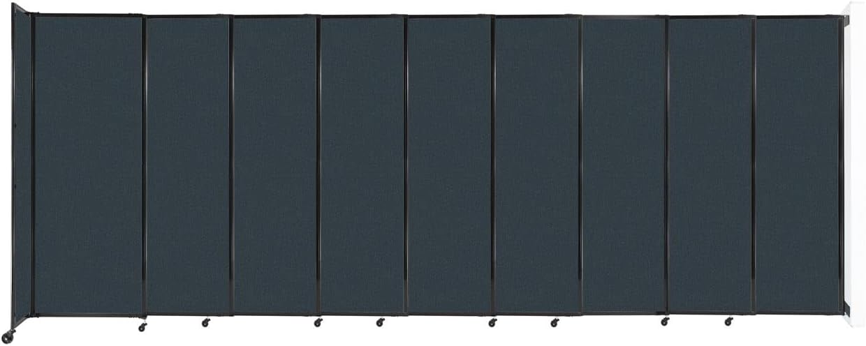 Wall-Mounted Sliding StraightWall Room Divider | Adjustable Widths | Locking Wheels | Room Separator | Up to 19'9" Wide x 7'6" Tall Blue Spruce Fabric Panels