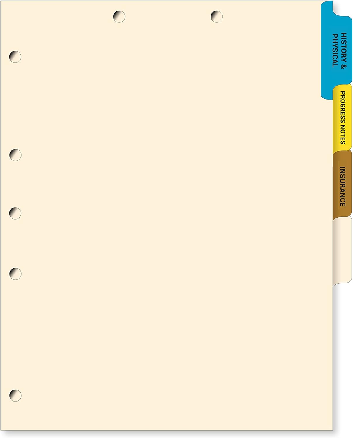 Doctor Stuff - Stock Medical Chart Dividers, 100 Sets of 4 Popular Healthcare Index Tabs, Side Tab, 9" x 11", File Folder Organizer for Nursing Patient Charts and Medical Records