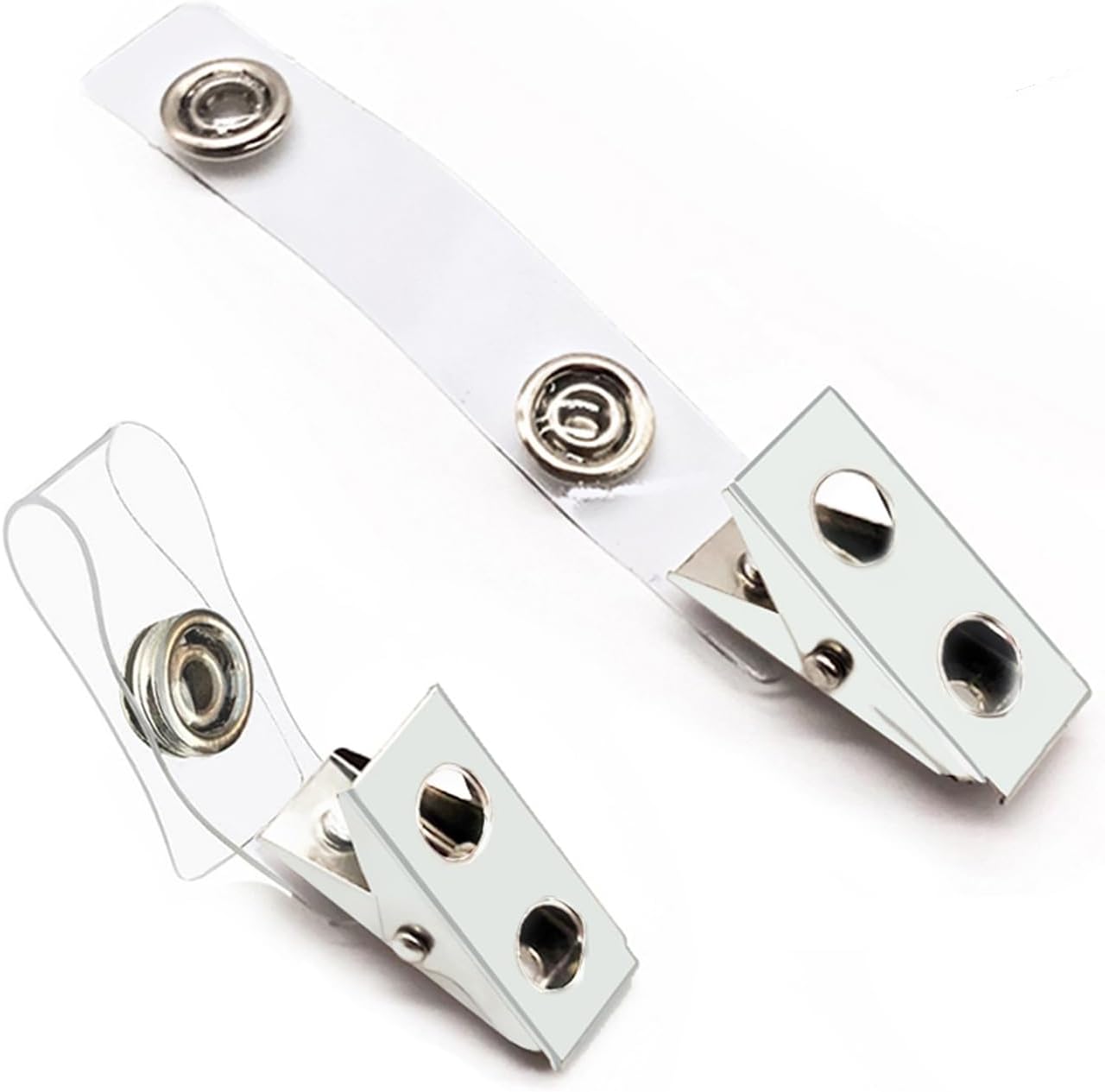 400Pcs Premium Metal Badge Clips with Clear PVC Straps for ID Cards, Badge Holders, Name Tags, Work Badges