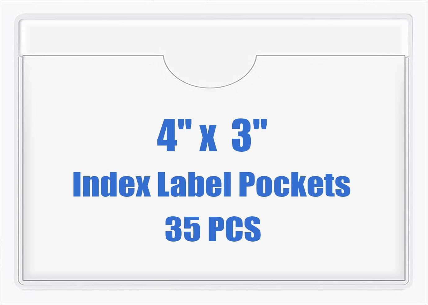 Origin-Joy 35 PCS Self Adhesive Index Card Pockets with Top Open, Clear Plastic Label Holder for Cards of Note, Library and Business, Adhesive Label Pockets & Card Holder (4 x 3 inch)