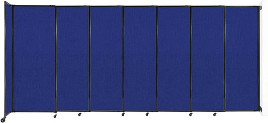 Wall-Mounted Sliding StraightWall Room Divider | Adjustable Widths | Locking Wheels | Room Separator | Up to 15'6" Wide x 6'10" Tall Royal Blue Fabric Panels