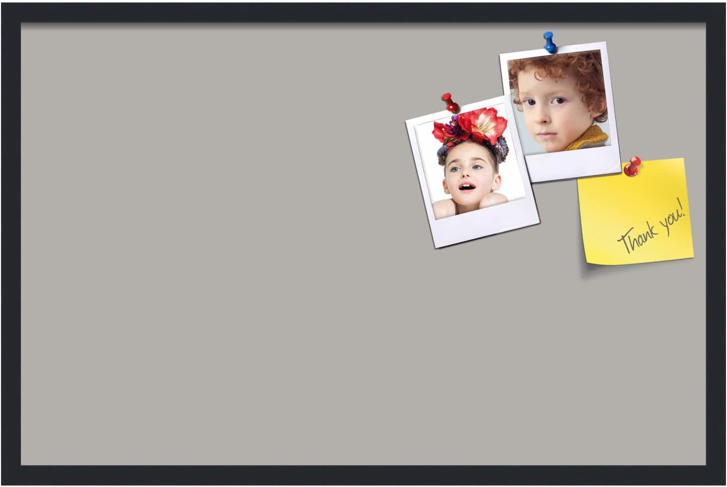 PinPix 34x22 Inch Cork Bulletin Board. This Decorative Framed Pin Board Comes with Dark Stone Design and a Satin Black Frame. Ideal for Home Office Decor or Message Board (PinPix-1808)