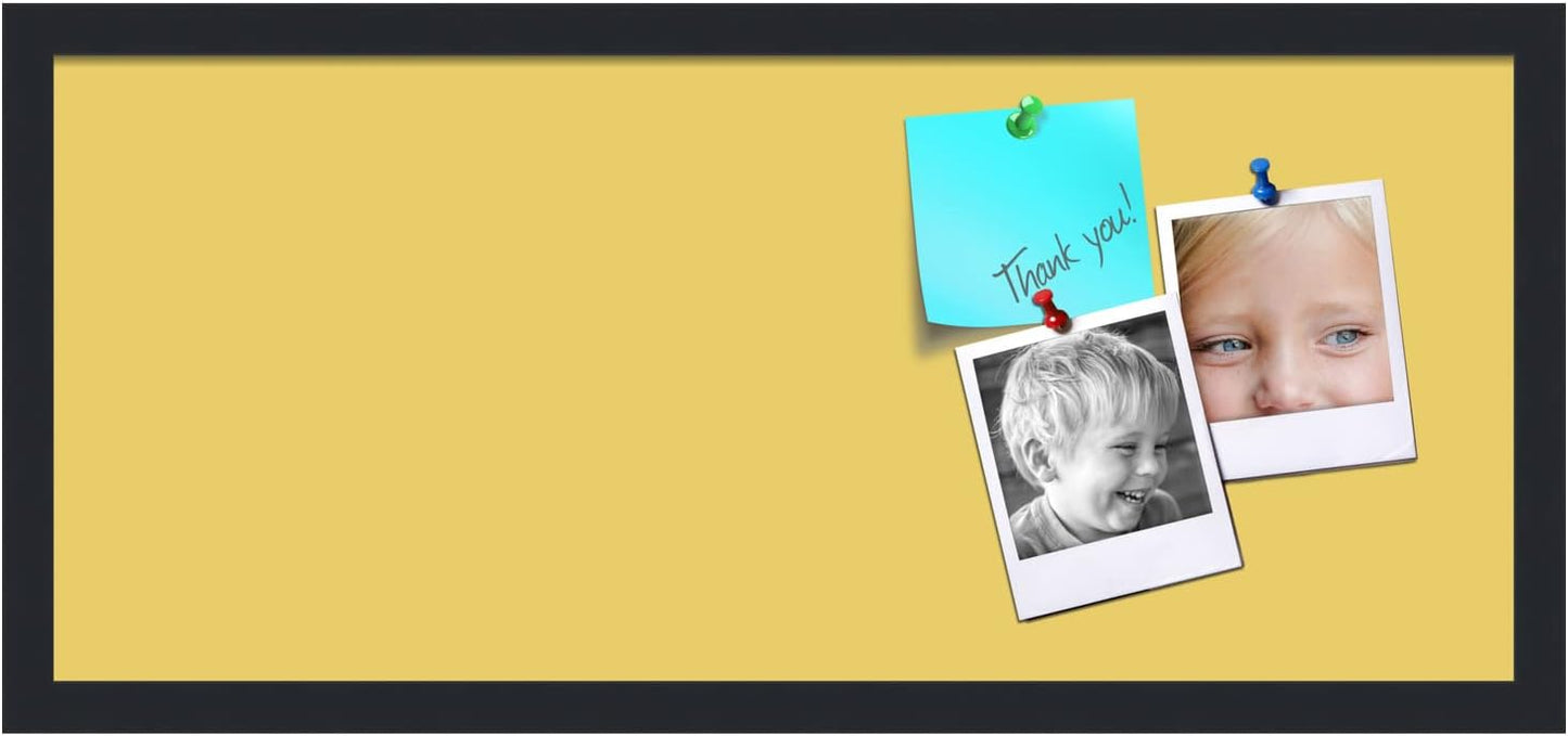 PinPix 28x12 Inch Cork Bulletin Board. This Decorative Framed Pin Board Comes with Honey Pastel Design and a Satin Black Frame. Ideal for Home Office Decor or Message Board (PinPix-1810)