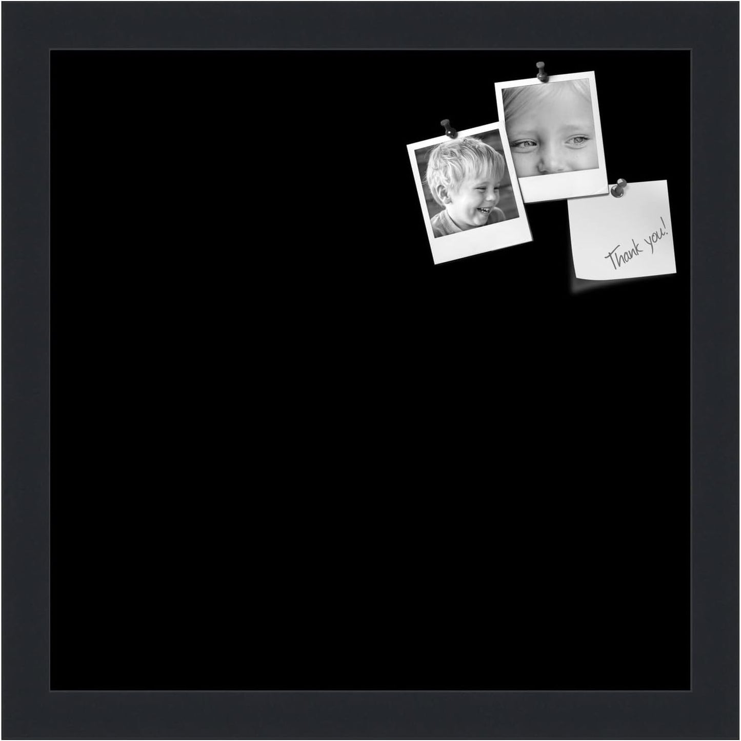 PinPix 13x13 Inch Cork Bulletin Board. This Decorative Framed Pin Board Comes with Solid Black Design and a Satin Black Frame. Ideal for Home Office Decor or Message Board (PinPix-622)