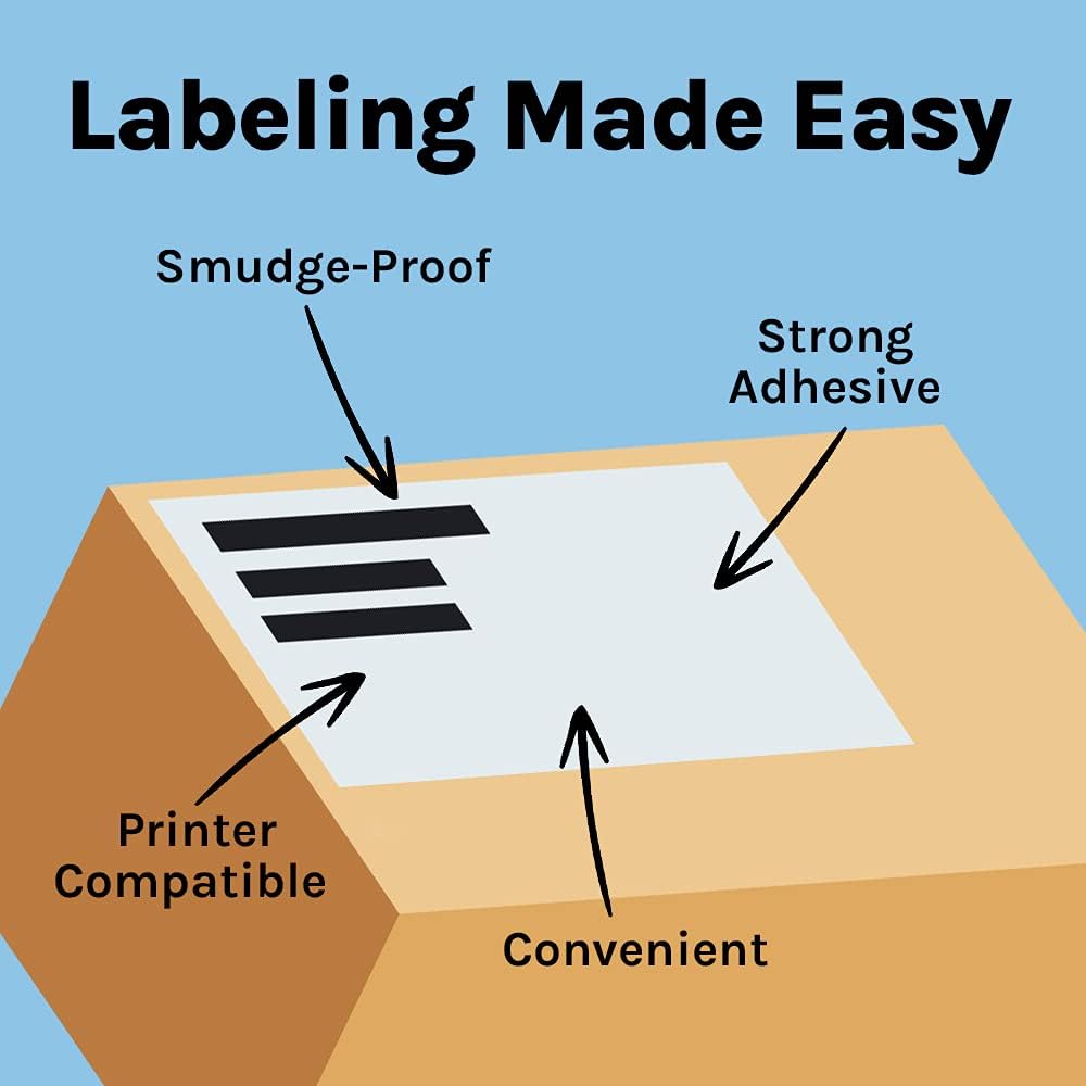 Premium Label Supply White Sticker Half Sheet Labels – 8.5" x 5.5" – Laser/Inkjet Compatible – (2 per Sheet), 200 Sheets - 400 Total Adhesive Labels
