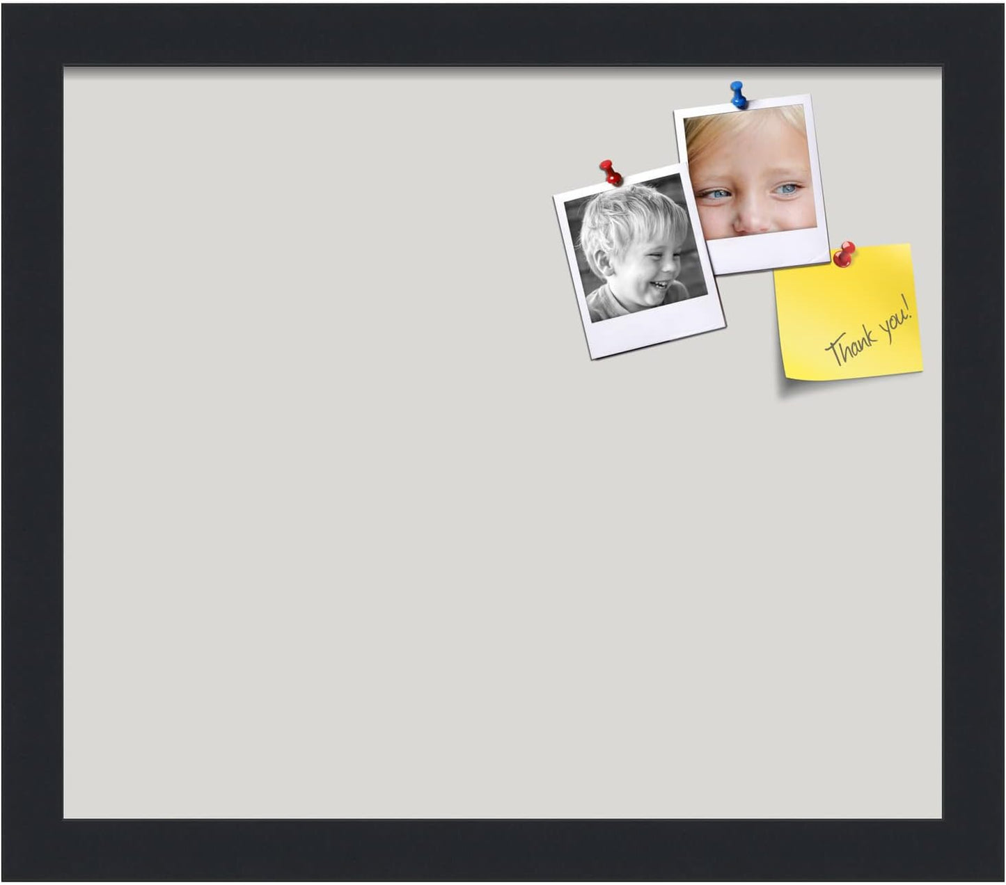PinPix 14x12 Inch Cork Bulletin Board. This Decorative Framed Pin Board Comes with Light Stone Design and a Satin Black Frame. Ideal for Home Office Decor or Message Board (PinPix-1809)