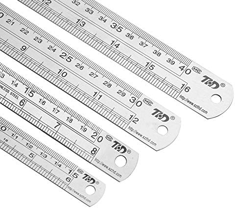 ZZTX Ruler Metal Straight Edge Stainless Steel Ruler 6 Inch 8 Inch 12 Inch 16 Inch Ruler Set Rulers Bulk Set of 4