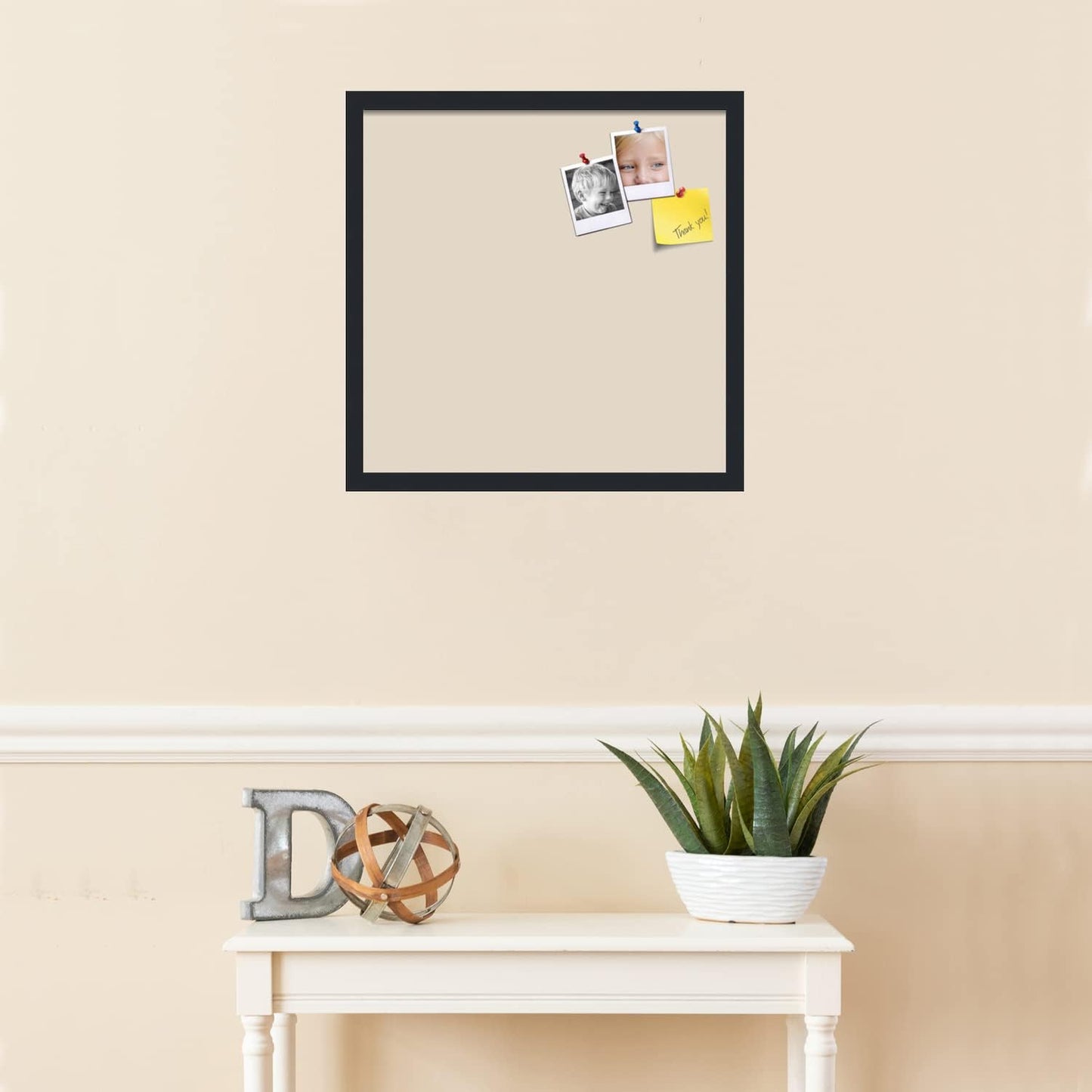 PinPix 20x20 Inch Cork Bulletin Board. This Decorative Framed Pin Board Comes with Desert Pastel Design and a Satin Black Frame. Ideal for Home Office Decor or Message Board (PinPix-1815)