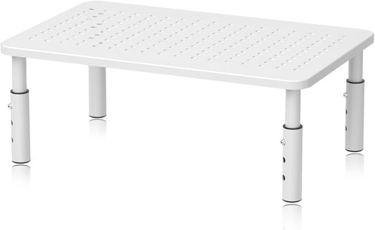 Bracwiser Monitor Stand Riser, Metal Computer Stand, 3 Height Adjustable Screen Riser with Mesh Platform for PS4, Laptop, Printer, Notebook and All Flat Screen, Holds Up to 20KG,White