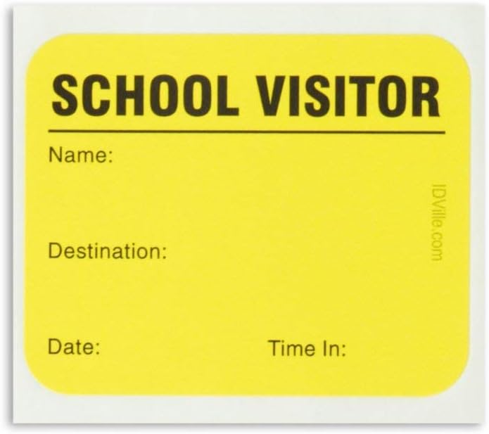 School Visitor Log Book, Spiral-Bound Visitor Badges, Guest Register Book, Carbon Copy - 225 Badges - Neon Yellow