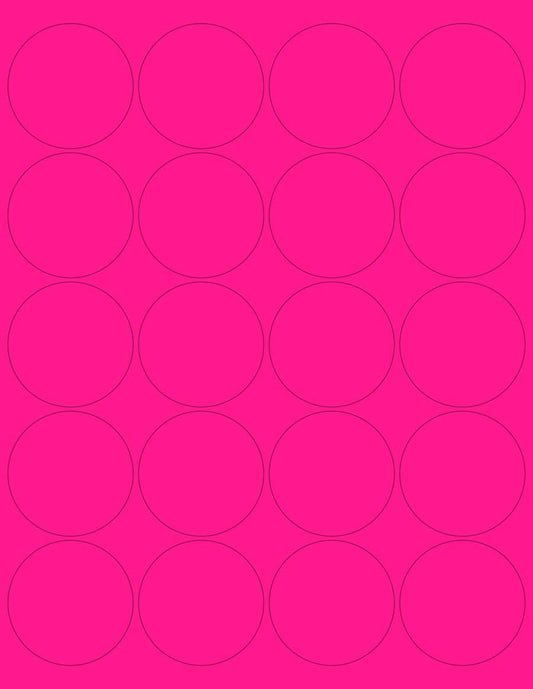 NextDayLabels - 8-1/2 x 11 Neon Color High Light Fluorescent Labels for Laser & Inkjet Printer (Pink Fluorescent, 2" Round - 20 Per Page | 1000 Labels)