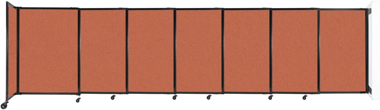Wall-Mounted Sliding StraightWall Room Divider | Adjustable Widths | Locking Wheels | Room Separator | Up to 15'6" Wide x 4' Tall Papaya Fabric Panels