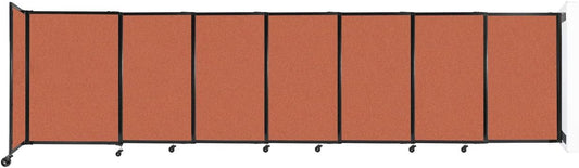 Wall-Mounted Sliding StraightWall Room Divider | Adjustable Widths | Locking Wheels | Room Separator | Up to 15'6" Wide x 4' Tall Papaya Fabric Panels