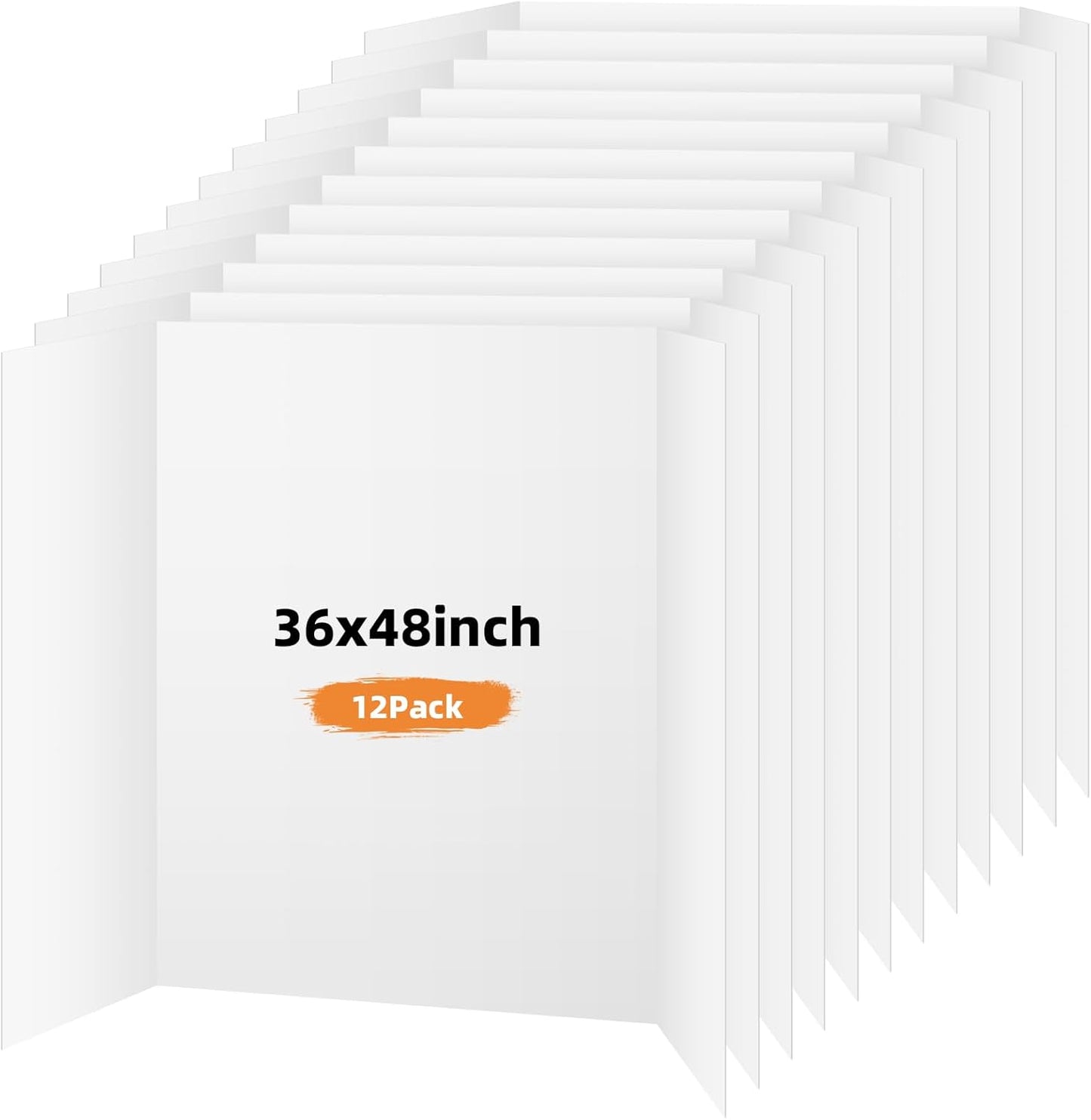 12 Pack Trifold Poster Board, 36x48 Inches White Presentation Board, Portable Display Board for Science Fair, School DIY Project and Business Exhibitions