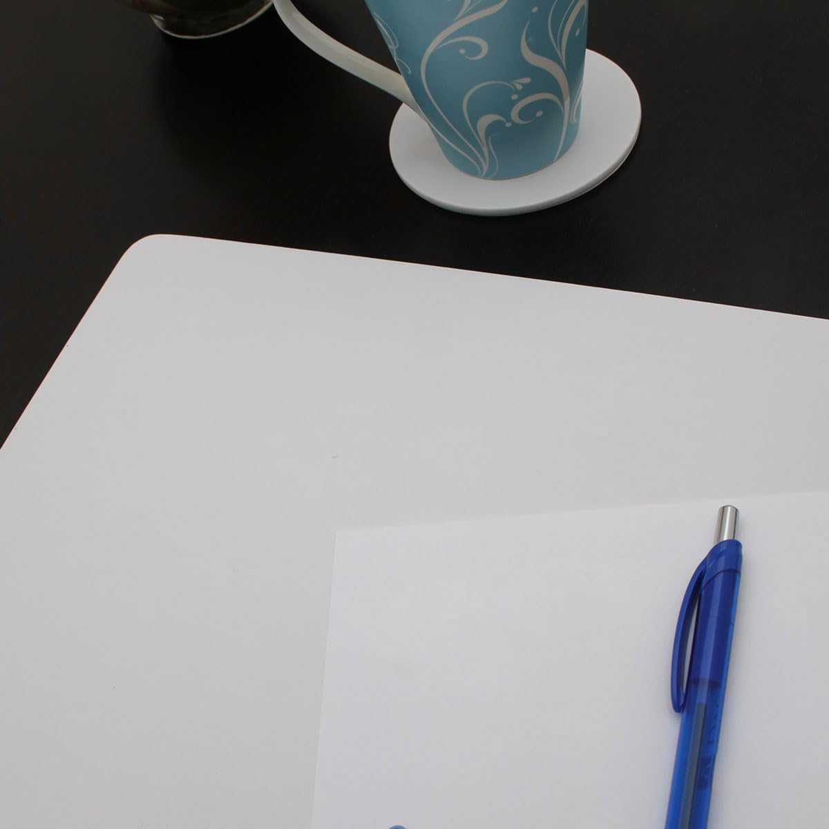 Dacasso 17" x 14" White Leatherette Luxury Conference Table Pad - Desk Blotter for Writing - Boardroom Organization & Executive Desk Decor