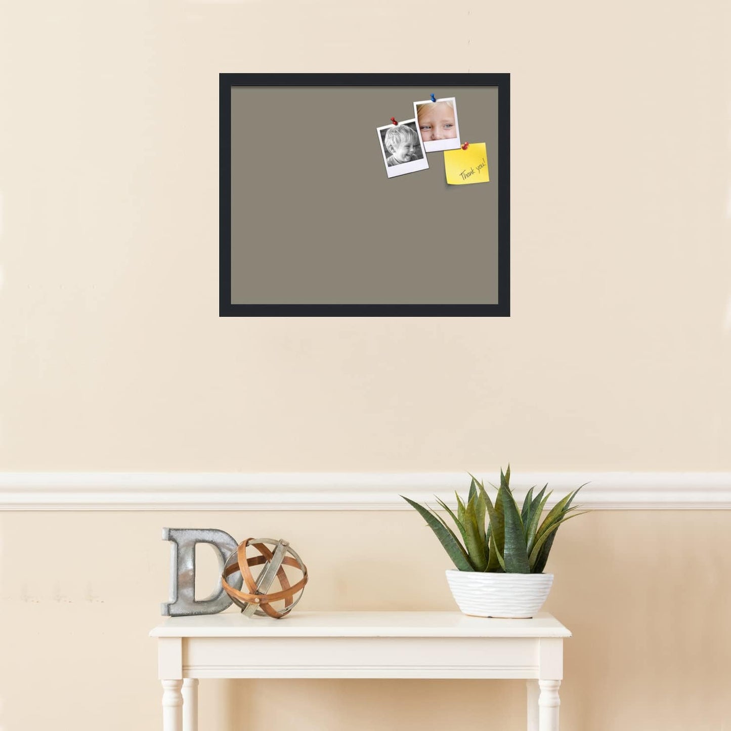 PinPix 22x18 Inch Cork Bulletin Board. This Decorative Framed Pin Board Comes with Pewter Design and a Satin Black Frame. Ideal for Home Office Decor or Message Board (PinPix-1812)